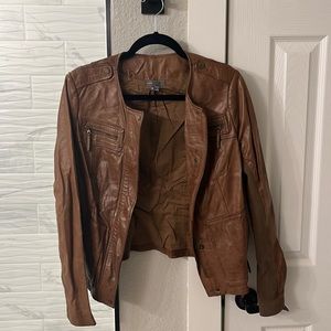 Vince Cognac Brown Leather Jacket